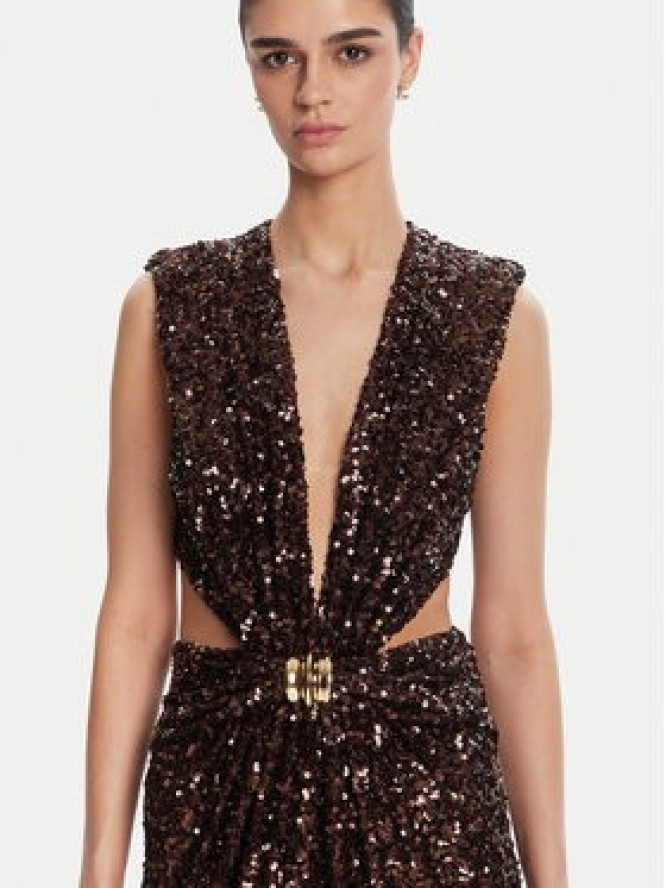 Elisabetta Franchi Sukienka wieczorowa ABR4852E2 644 Brązowy Regular Fit