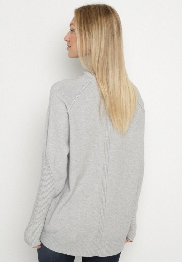 Szary Klasyczny Golf z Dodatkiem Kaszmiru Zoirmosa