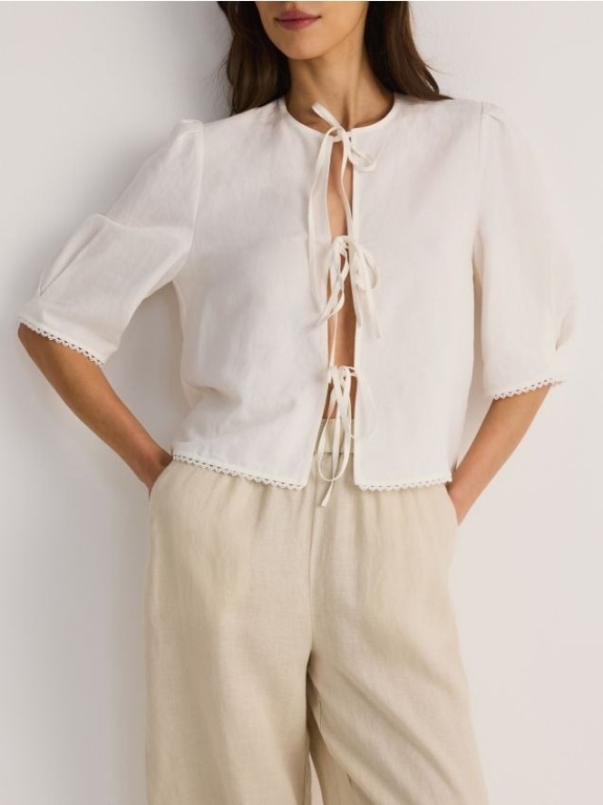 Bluzka z lnem - biały