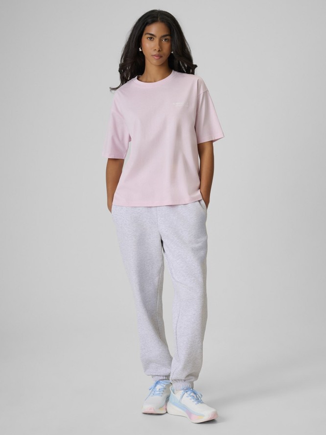 4F T-shirt loose z nadrukiem damski - różowy XL