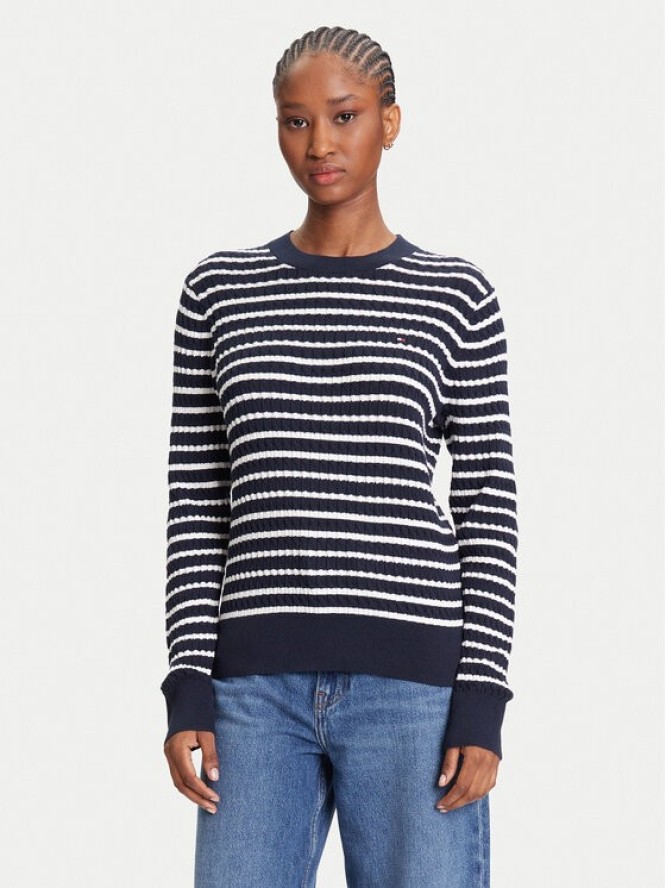 Tommy Hilfiger Sweter Fine WW0WW44993 Granatowy Regular Fit