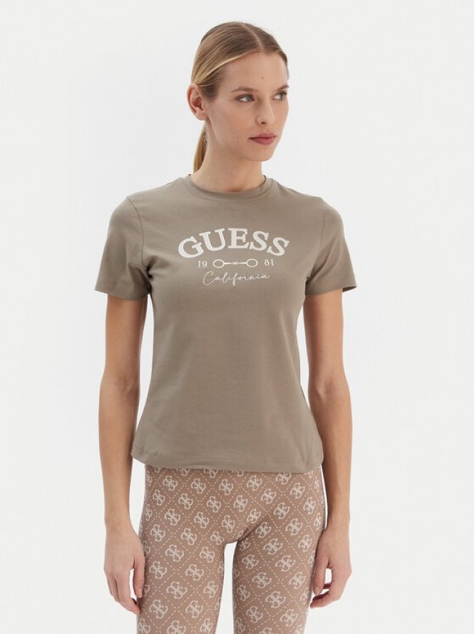 Guess T-Shirt V6RI02 J1314 Beżowy Regular Fit