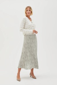 Wiskozowa spódnica midi oliwkowa