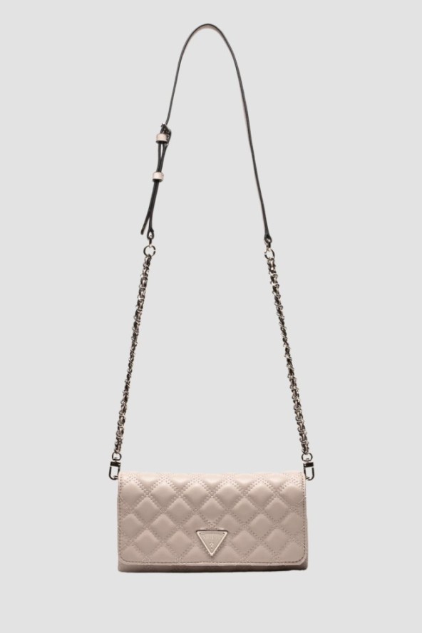 GUESS Damski portfel na łańcuszku w kolorze taupe Giully II Mini