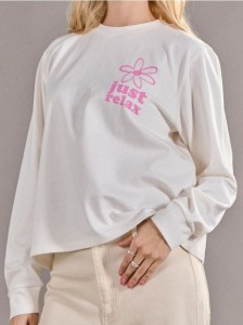 Koszulka z długimi rękawami - kremowy