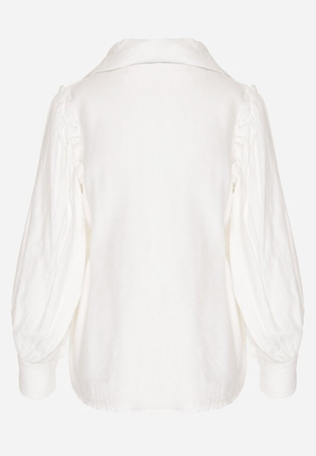 Biała Koszula z Plisowanymi Rękawami Leophone