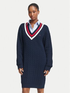 Tommy Jeans Sukienka dzianinowa DW0DW23540 Granatowy Relaxed Fit