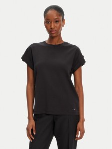 Tommy Hilfiger T-Shirt Gold Button WW0WW45628 Czarny Regular Fit