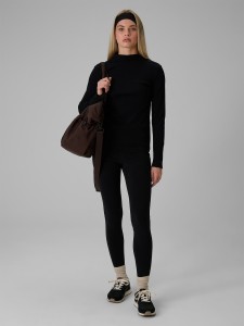 4F Legginsy dzianinowe damskie - czarne XL