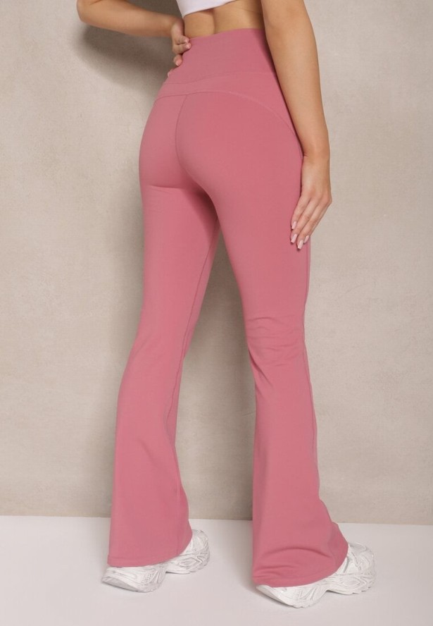 Ciemnoróżowe Legginsy Dzwony High Waist Korivienne