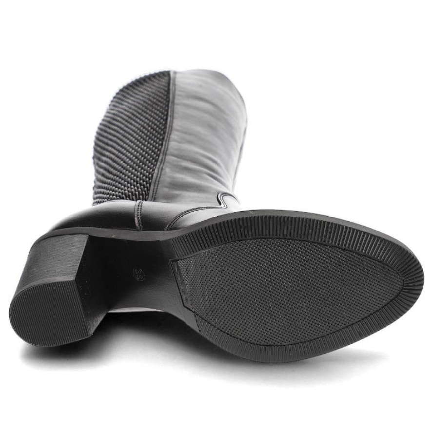 Czarne Kozaki Darex Eleganckie Skórzane Buty Na Obcasie