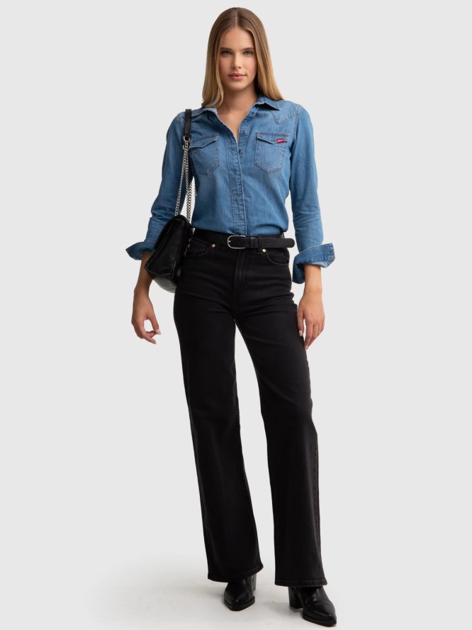 Koszula damska jeansowa slim niebieska Norra 236