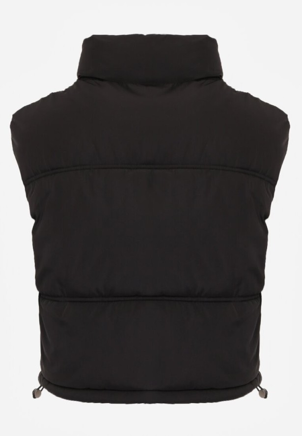Czarna Pikowana Kamizelka Puffer o Kroju Crop Tadrel