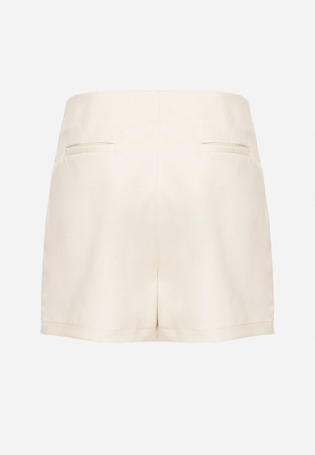 Jasnobeżowe Spódnico-Szorty z Wiskozą o Asymetrycznym Kroju z Wysokim Stanem Calisse