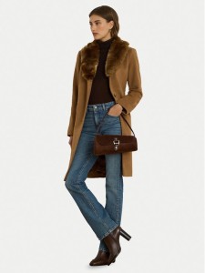 LAUREN RALPH LAUREN Płaszcz wełniany 297P04148002 Brązowy Straight Fit