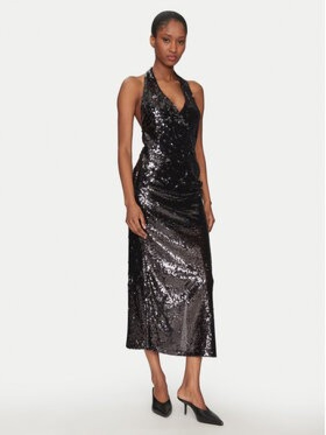 Haveone Sukienka koktajlowa AGE-M104 Czarny Regular Fit