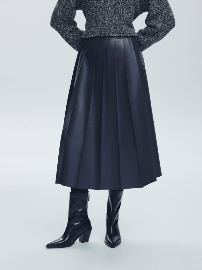 Plisowana spódnica midi - szary