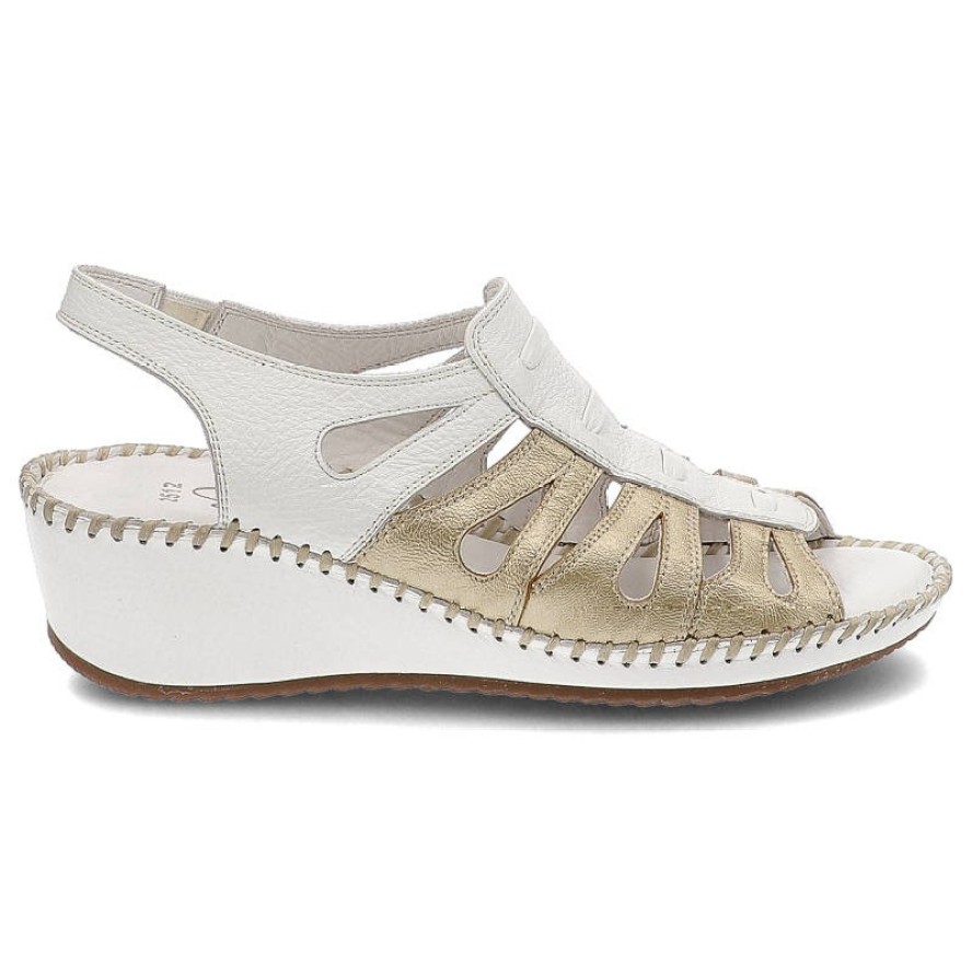 Białe Sandały Lanqier Damskie Skórzane Obuwie