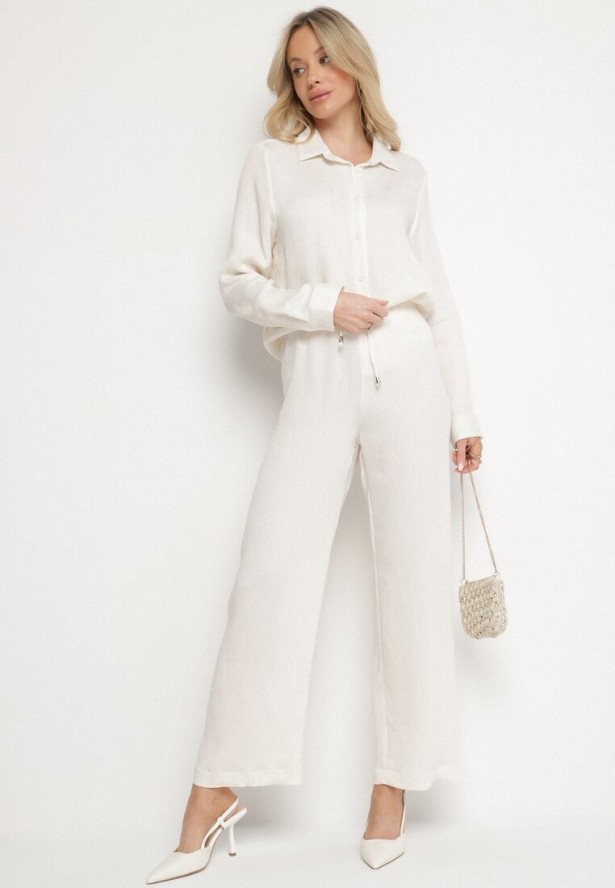 Biała Klasyczna Koszula z Wiskozy Melriza