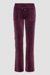 JUICY COUTURE Śliwkowe damskie spodnie welurowe Del Ray Pocket Pant, Rozmiar M