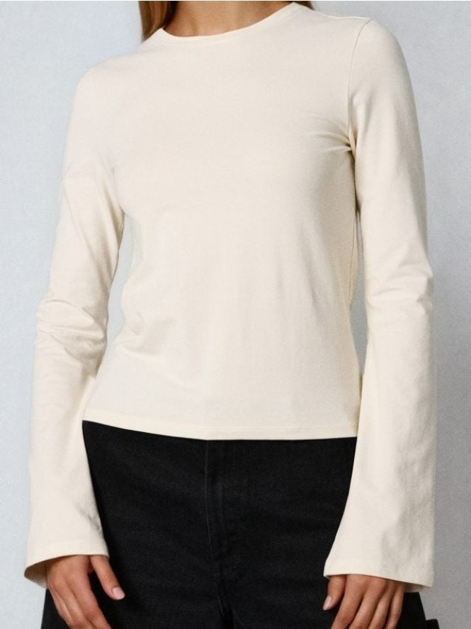 Bluzka z długim rękawem - kremowy