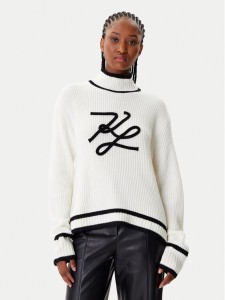 KARL LAGERFELD Golf A4W18051 Biały Regular Fit