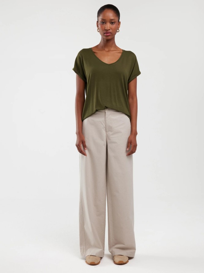 Koszulka damska o luźnym kroju khaki Valeria 303