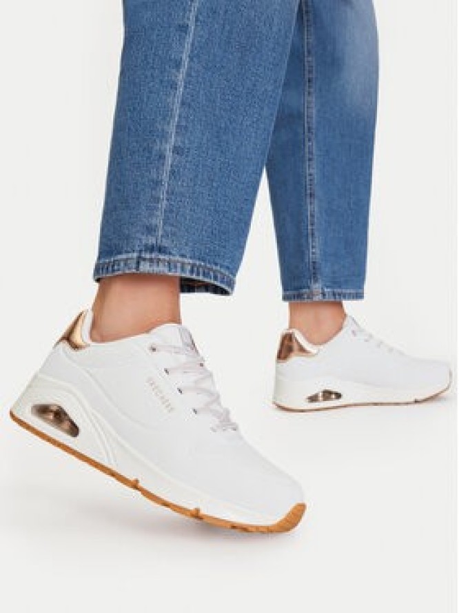Skechers Sneakersy Uno Shimmer Away 155196/WHT Biały