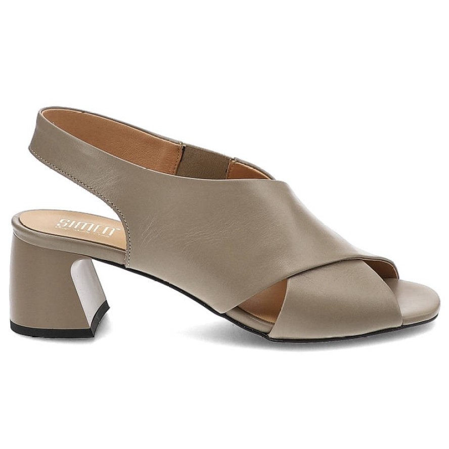Beżowe Sandały Simen Eleganckie Skórzane Buty