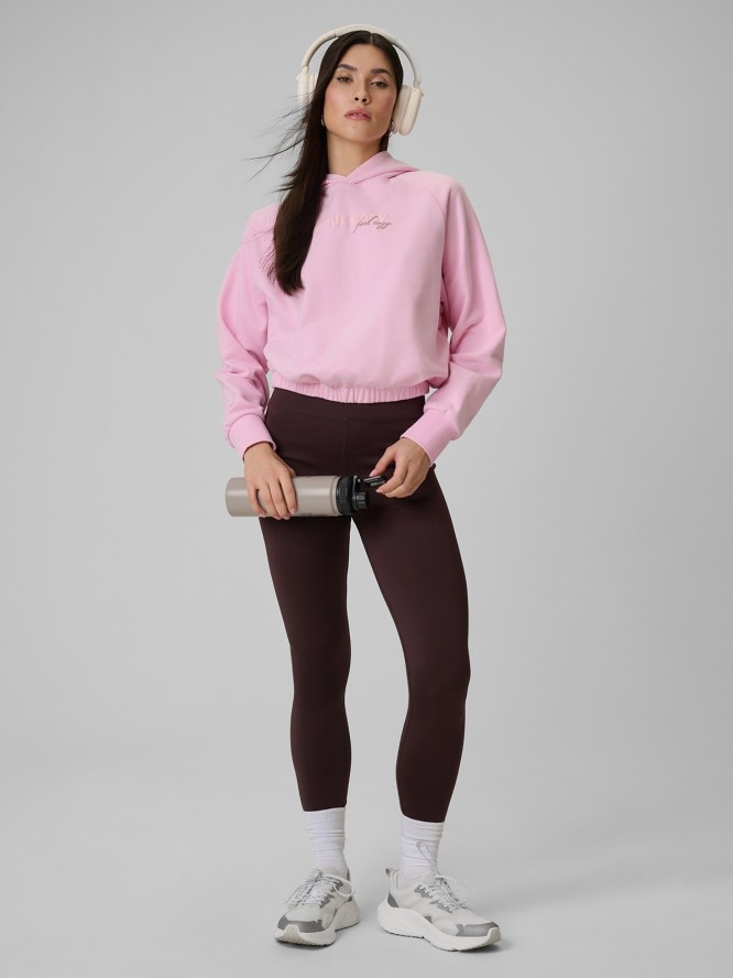 4F Bluza dresowa regular z kapturem damska - różowa XS
