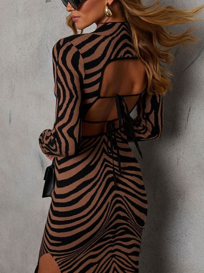 LA Angels Sukienka dzianinowa w kolorze czarno-jasnobrązowym rozmiar: S