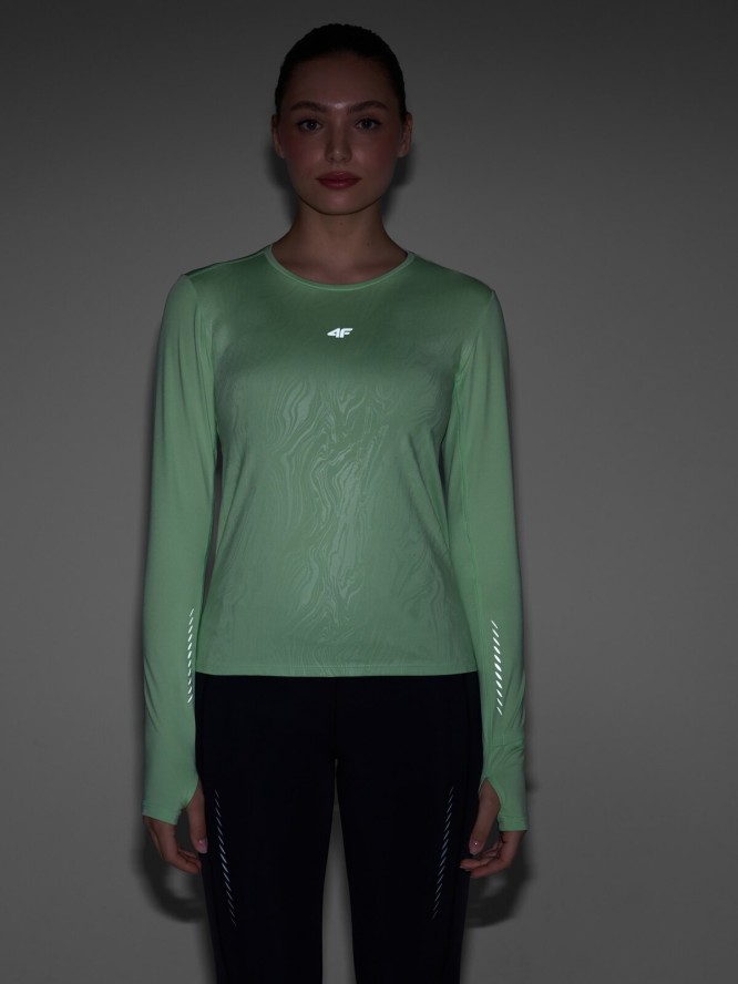 4F Longsleeve do biegania szybkoschnący damski - zielony XS