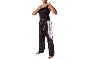 Satynowe spodnie do kick-boxingu Kwon Clubline Schw./Weiß
