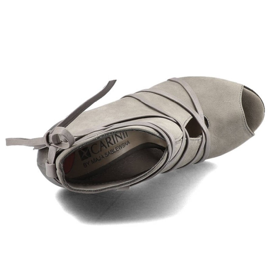 Botki damskie Carinii, wsuwane i na szpilce , szare, B3564_-399-E84-000-B16