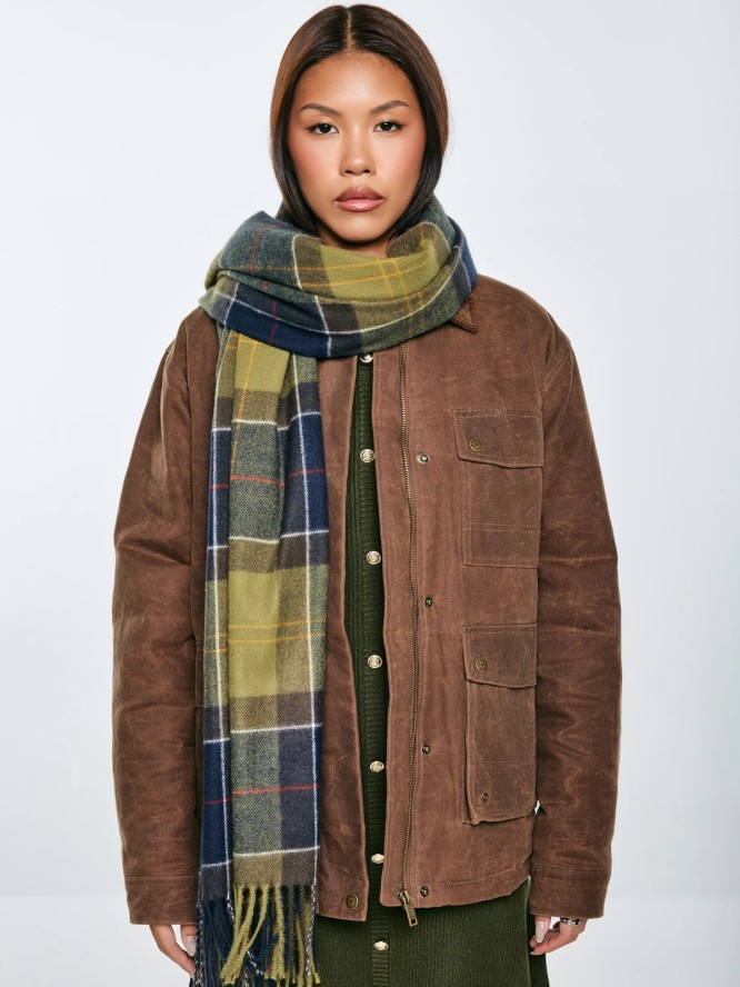 Szal damski w kratę zielony Saikas 304