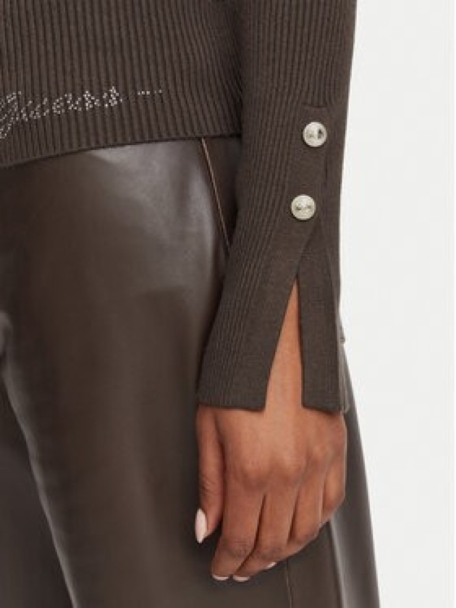 Guess Bluzka W6YR09 Z0948 Brązowy ciemny Slim Fit