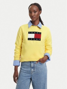 Tommy Jeans Bluza Flag DW0DW22564 Żółty jasny Regular Fit