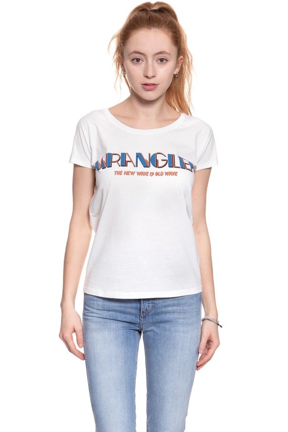 WRANGLER T SHIRT DAMSKI T-SHIRTS SS GRAPHIC OFFWH W7Z02EV02 112132143
