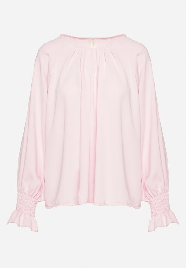 Różowa Bluzka z Ozdobnymi Falbankami Emitta