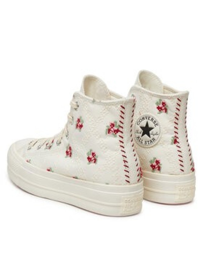 Converse Trampki Chuck Taylor All Star Lift Platform Rose Cross Stitch A13659C Biały