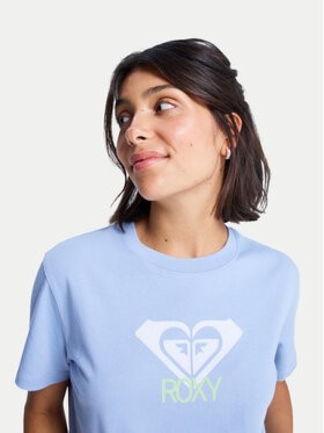 Roxy T-Shirt Ocean Road Art ERJZT06015 Błękitny Regular Fit