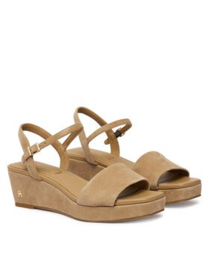 Tommy Hilfiger Sandały Suede Wrapped Mid Wedge FW0FW09235 Brązowy
