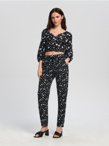 Spodnie z wiązaniem - czarny