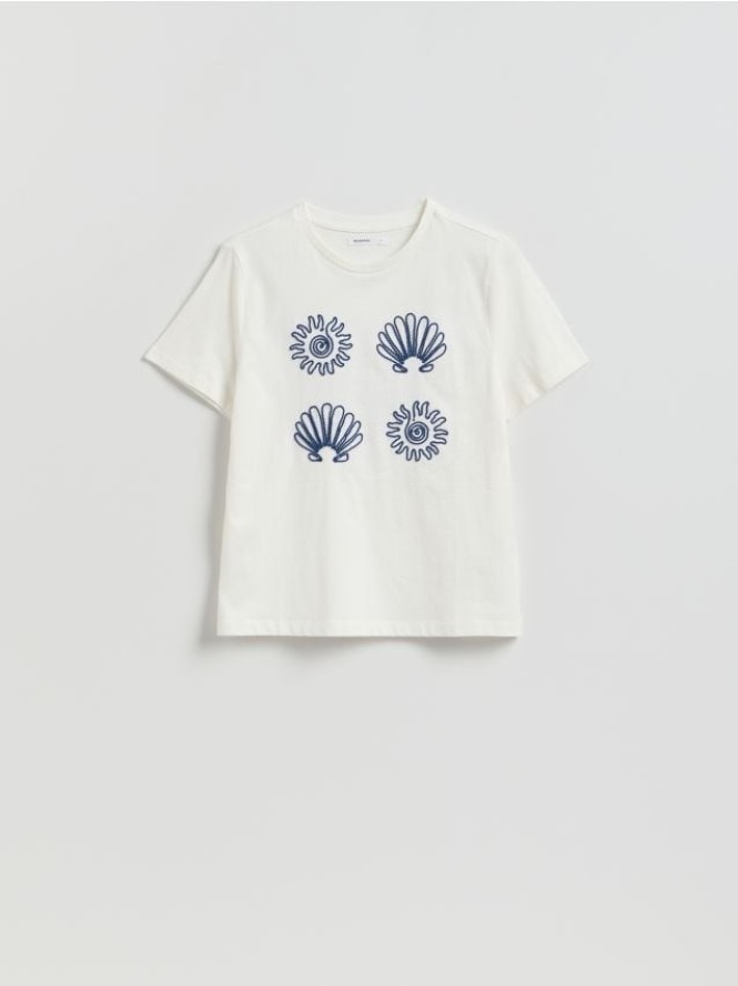 T-shirt z aplikacją - złamana biel