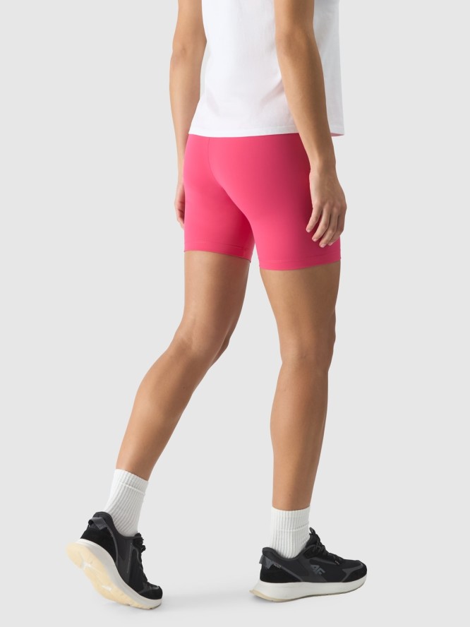 4F Legginsy krótkie z wysokim stanem damskie - różowe M
