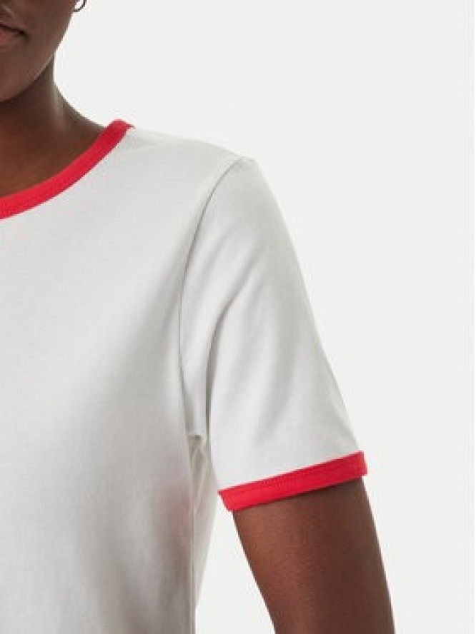 Tommy Jeans T-Shirt Wavy Flag Contrast Ringer DW0DW22306 Biały Regular Fit