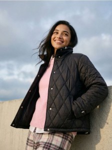 Pikowana kurtka ze stójką - czarny