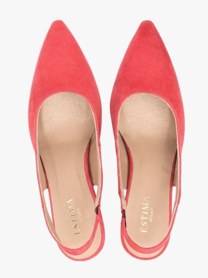 Czerwone czółenka bez pięty slingback