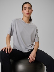4F Koszulka treningowa loose szybkoschnąca damska - szara L