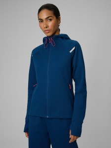 4F Bluza dresowa slim z kapturem damska - turkusowa XL